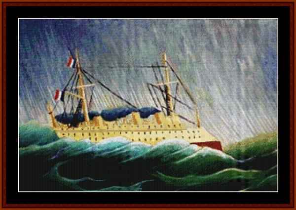A Ship in the Storm - Henry Rousseau pdf cross stitch pattern
