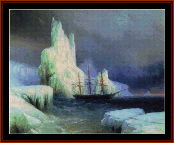 Icebergs in the Atlantic - Aivazovsky cross stitch pattern