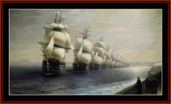 Parade of the Black Sea Fleet - Aivazovsky cross stitch pattern