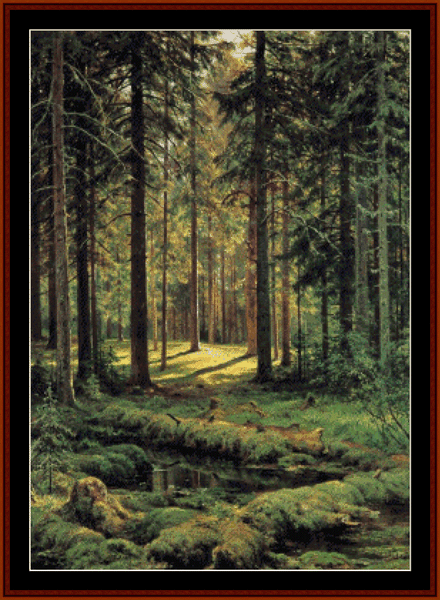 Coniferous Forest, Sunny Day - Ivan Shishkin cross stitch pattern