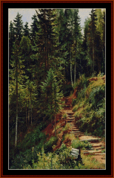 Path in the Forest - Ivan Shishkin cross stitch pattern