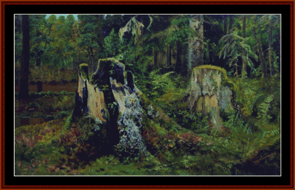 Landscape with Stump, 1892 - Ivan Shishkin cross stitch pattern