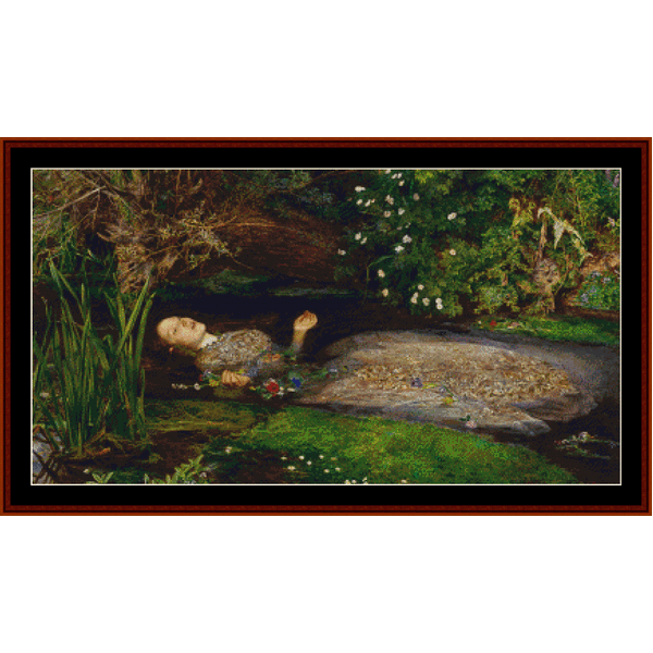 Death of Ophelia II - J.E. Millais cross stitch pattern