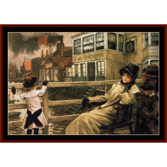 Waiting for the Ferry - James T. Tissot cross stitch pattern