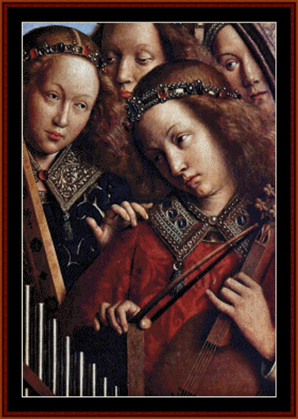 Angels Playing Music, Detail - Jan van Eyck cross stitch pattern