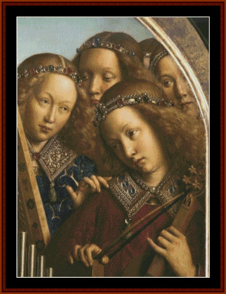 Angels Playing Music, Detail - Jan van Eyck pdf cross stitch pattern
