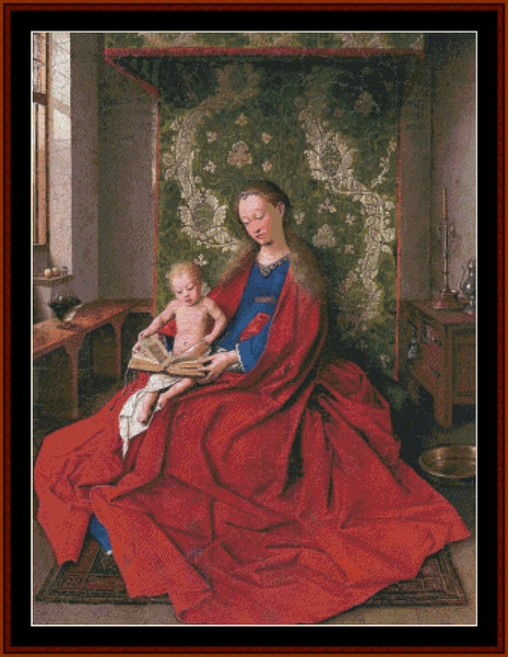 Madonna and Child Reading- Jan van Eyck pdf cross stitch pattern