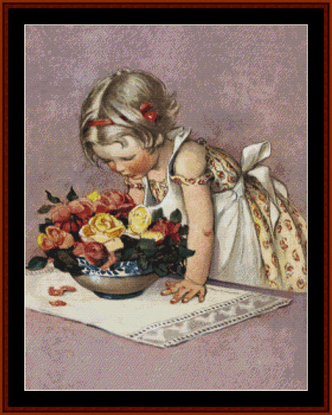 Stop and Smell the Roses – Jesse Willcox Smith cross stitch pattern
