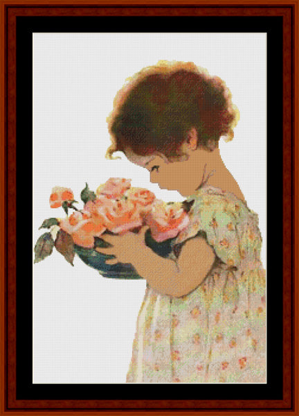 Girl with Flower Basket – Jesse Willcox Smith cross stitch pattern
