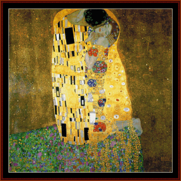 The Kiss, poster-size - Gustav Klimt pdf cross stitch pattern