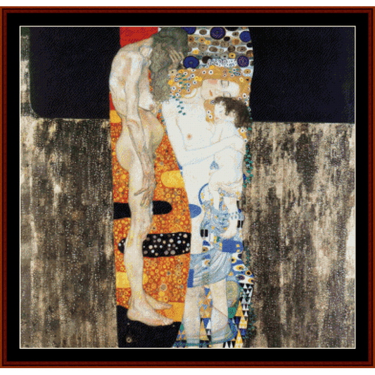 The Three Ages of Women - Gustav Klimt pdf cross stitch pattern
