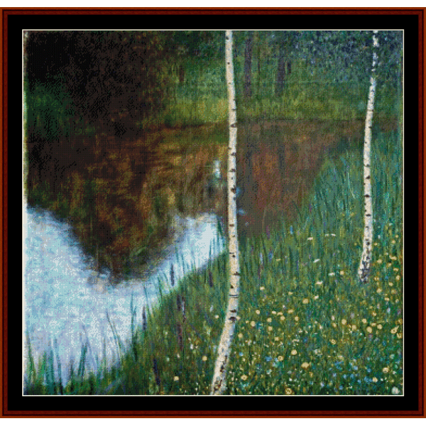Lakeside with Birch Trees - Gustav Klimt cross stitch pattern