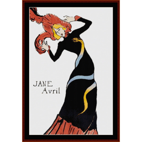 Jane Avril by Toulouse Lautrec pdf counted cross stitch pattern
