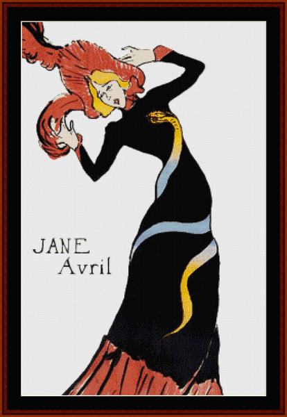 Jane Avril - Toulouse Lautrec pdf cross stitch pattern