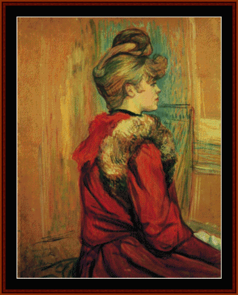 Girl in a Fur - Toulouse Lautrec pdf cross stitch pattern