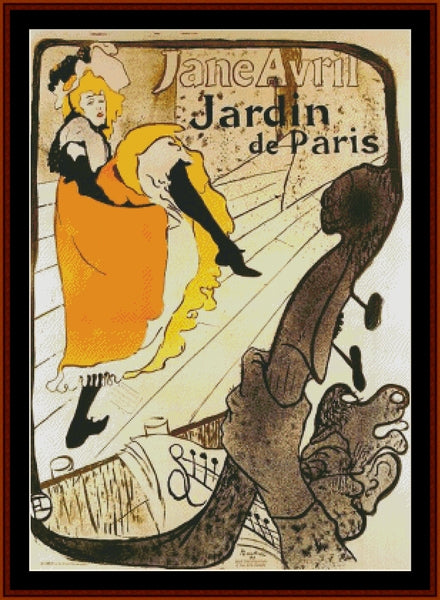 Jane Avril, 1893 - Toulouse Lautrec pdf cross stitch pattern