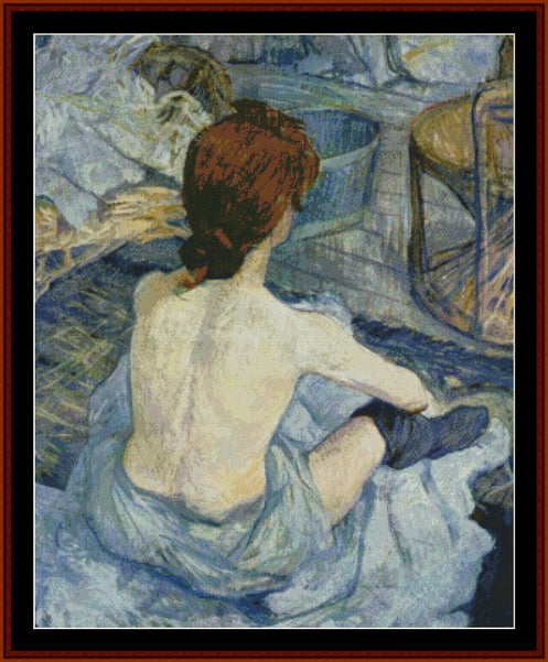 Woman at Her Toilette - Toulouse Lautrec pdf cross stitch pattern