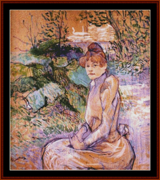 Woman in Garden - Toulouse Lautrec pdf cross stitch pattern