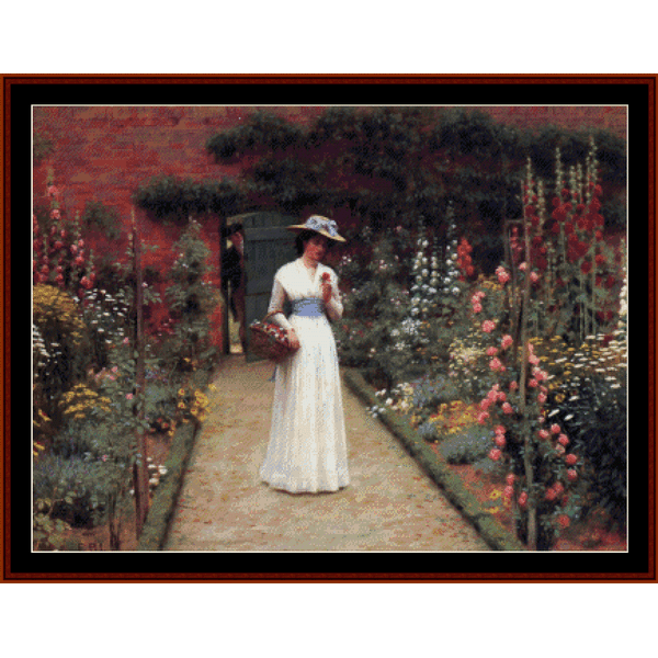 Lady in a Garden - Frederick Leighton cross stitch pattern