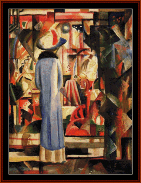 Woman at Illuminated Window - August Macke cross stitch pattern