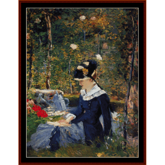 Young Woman in the Garden - Edouard Manet cross stitch pattern