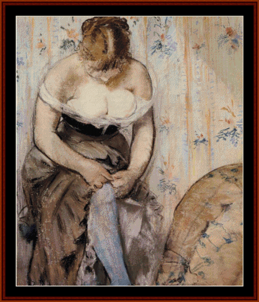 Woman Fastening Her Garter - Edouard Manet cross stitch pattern