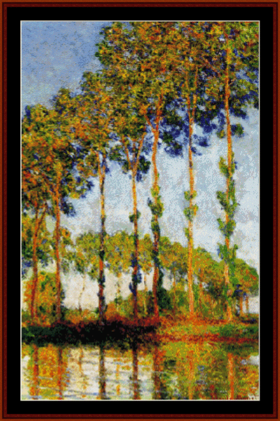 Poplars in Autumn - Monet cross stitch pattern