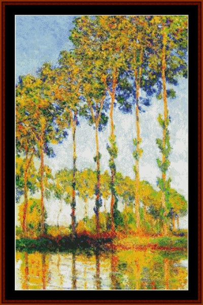 Poplars in Autumn - Claude Monet pdf cross stitch pattern