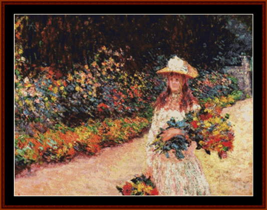 Young Girl in Garden - Monet cross stitch pattern