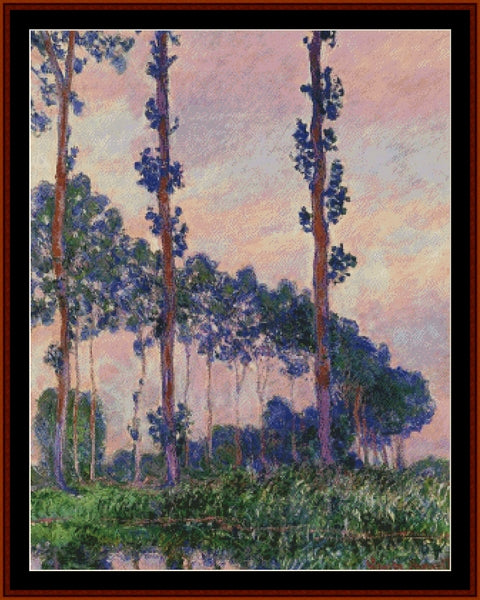 Three Trees in Grey Weather - Claude Monet pdf cross stitch pattern