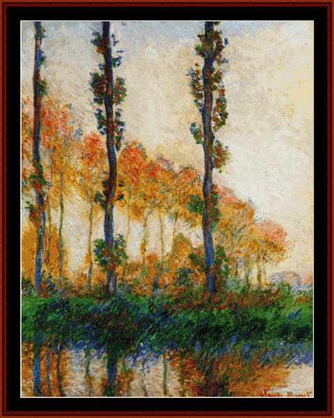 Three Trees in Autumn - Monet cross stitch pattern