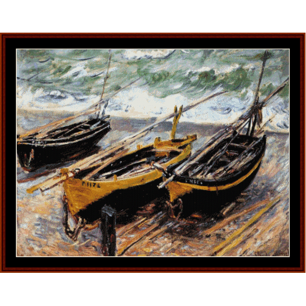 Three Fishing Boats - Monet pdf cross stitch pattern