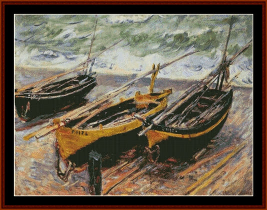 Three Fishing Boats - Claude Monet pdf cross stitch pattern