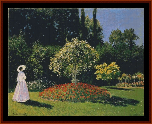 Woman in the Garden - Claude Monet pdf cross stitch pattern