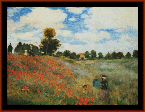 Poppy Field II - Claude Monet pdf cross stitch pattern