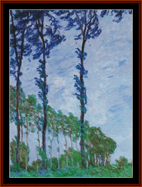 Poplars, Wind Effect - Claude Monet pdf cross stitch pattern