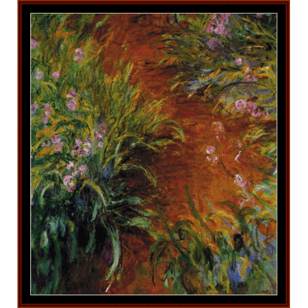 Path Through the Irises II - Monet cross stitch pattern