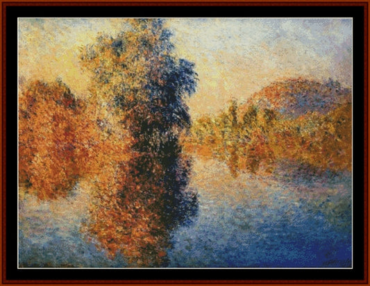 Morning on the Seine II - Claude Monet pdf cross stitch pattern