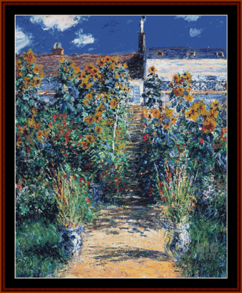 Garden at Vetheuil - Monet pdf cross stitch pattern