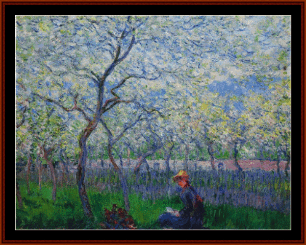 Orchard in Spring - Monet cross stitch pattern