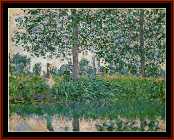 Fishing on the River Epte - Monet cross stitch pattern