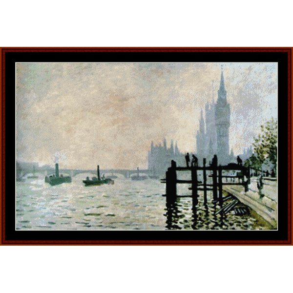 Thames at Westminster - Monet cross stitch pattern