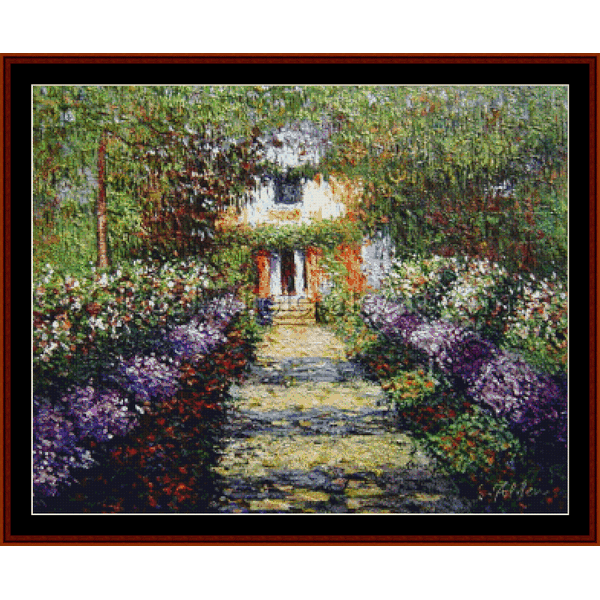 A Pathway in Monet's Garden - Monet pdf cross stitch pattern