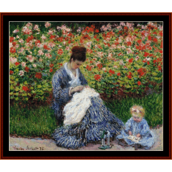 Madame Monet and Child - Monet cross stitch pattern