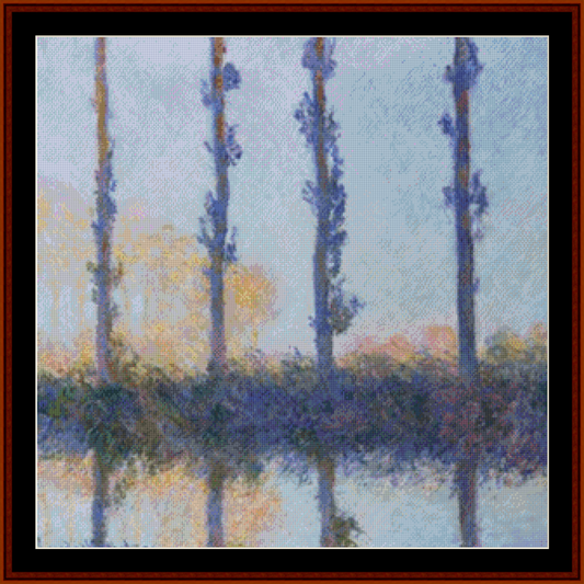 Four Poplar Trees - Monet cross stitch pattern