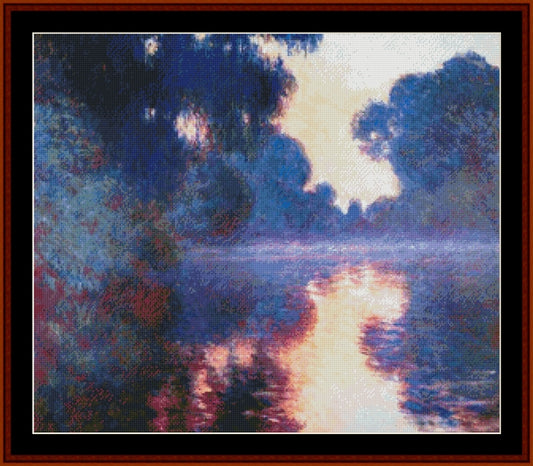 Morning on the Seine IV - Claude Monet pdf cross stitch pattern