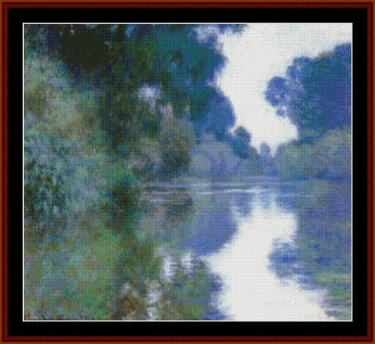 Morning on the Seine VI - Claude Monet pdf cross stitch pattern