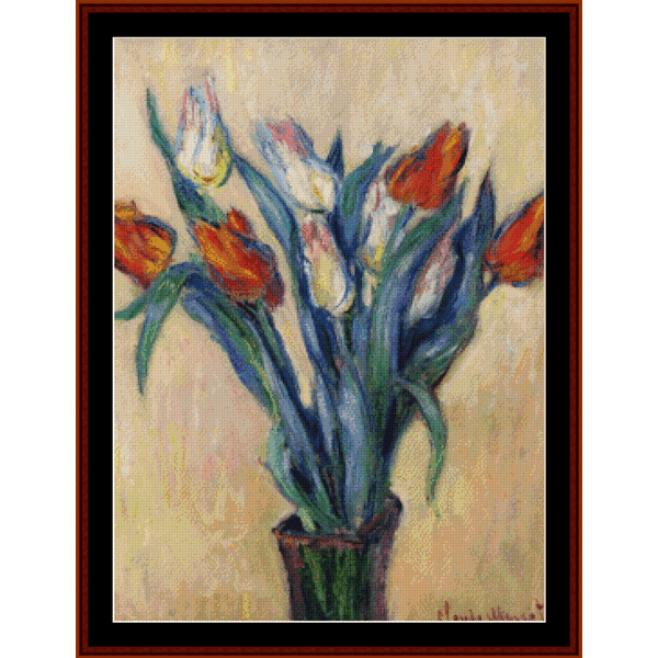 Vase of Tulips - Monet cross stitch pattern