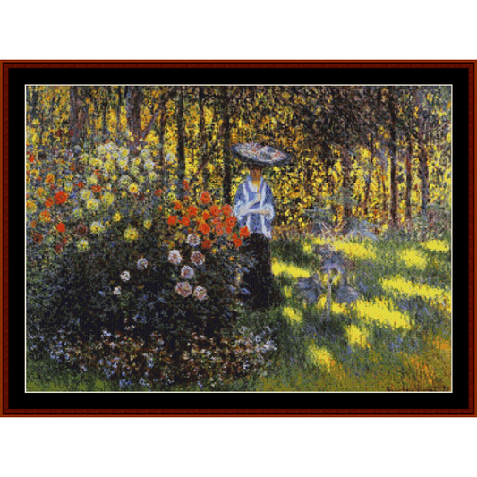 Woman with Parasol in Garden - Monet cross stitch pattern