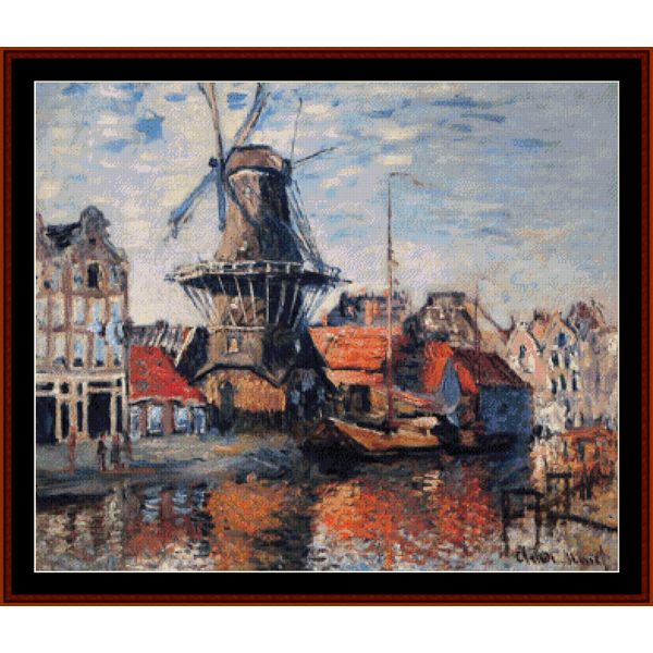 Windmill on the Onbekende Canal - Monet cross stitch pattern
